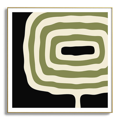 Abstract Geometric Rings 234 Black Olive Green and Beige Framed Art Print Gallery Image 139
