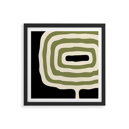 Abstract Geometric Rings 234 Black Olive Green and Beige Framed Art Print Gallery Image 7
