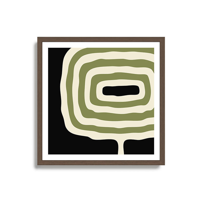 Abstract Geometric Rings 234 Black Olive Green and Beige Framed Art Print Gallery Image 17