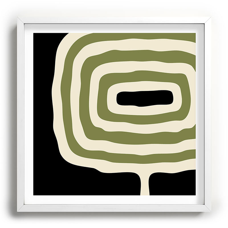 Abstract Geometric Rings 234 Black Olive Green and Beige Framed Art Print Gallery Image 118