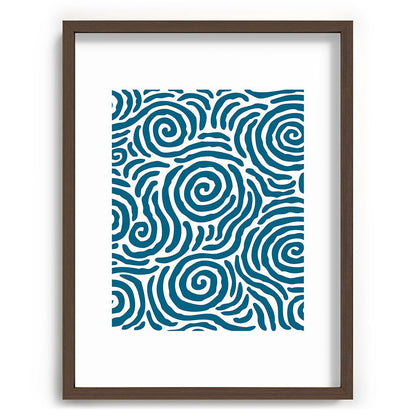 Ripple Effect Pattern Peacock Blue Framed Art Print Gallery Image 91