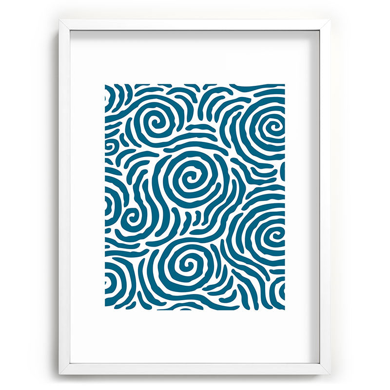 Ripple Effect Pattern Peacock Blue Framed Art Print Gallery Image 108