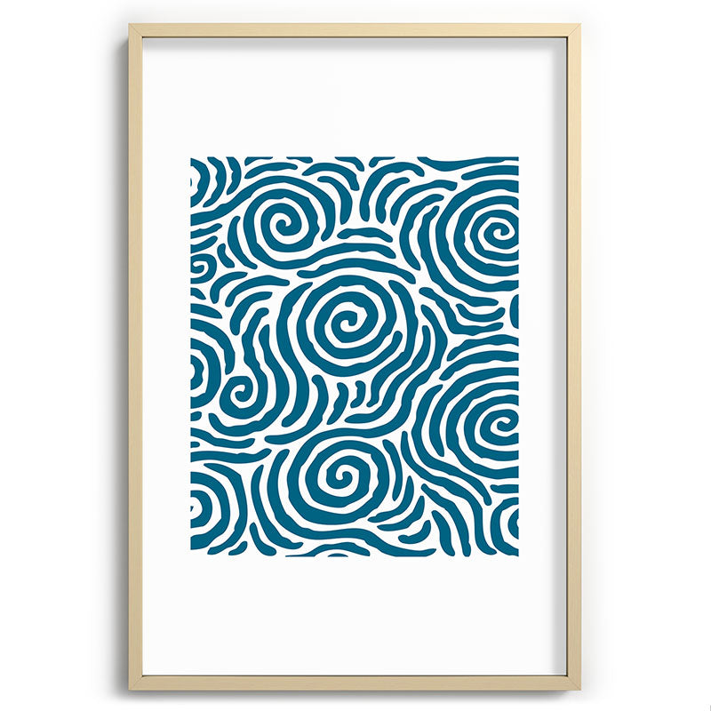 Ripple Effect Pattern Peacock Blue Framed Art Print Gallery Image 102