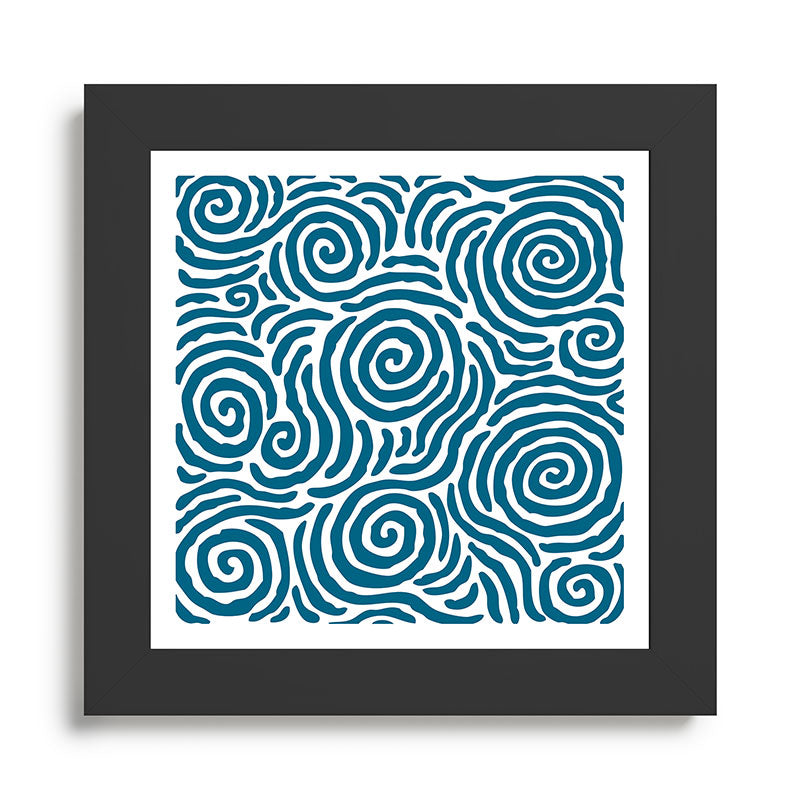Ripple Effect Pattern Peacock Blue Framed Art Print Gallery Image 46