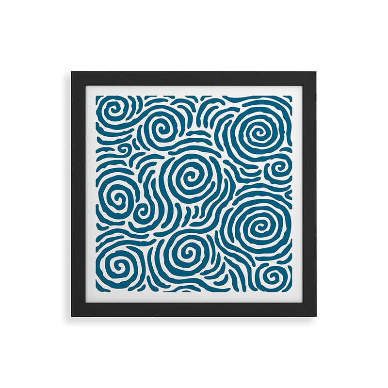 Ripple Effect Pattern Peacock Blue Framed Art Print Gallery Image 50