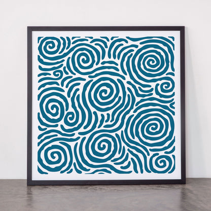 Ripple Effect Pattern Peacock Blue Framed Art Print Gallery Image 55