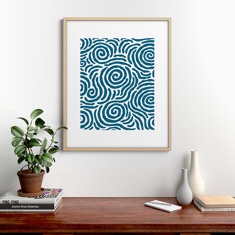 Ripple Effect Pattern Peacock Blue Framed Art Print Gallery Image 29