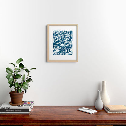 Ripple Effect Pattern Peacock Blue Framed Art Print Gallery Image 25