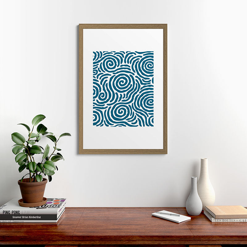 Ripple Effect Pattern Peacock Blue Framed Art Print Gallery Image 56