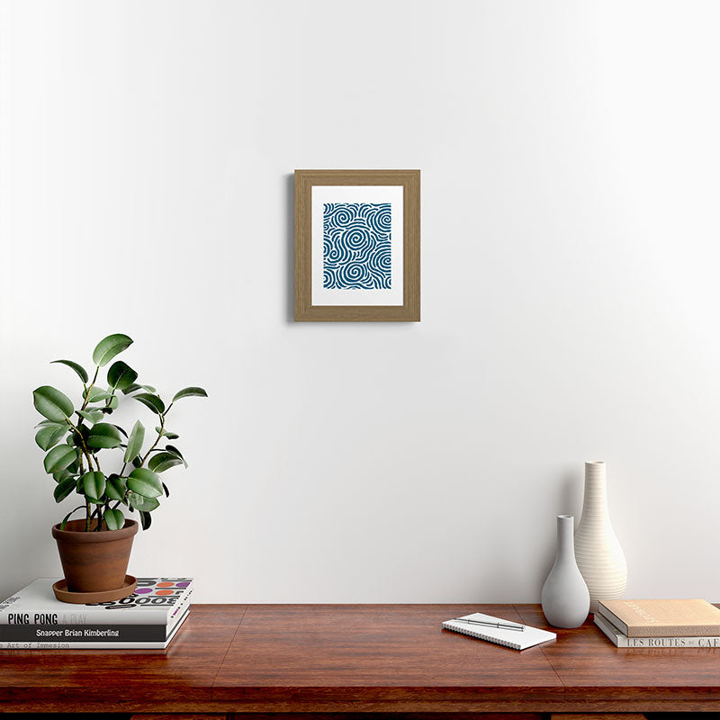 Ripple Effect Pattern Peacock Blue Framed Art Print Gallery Image 51