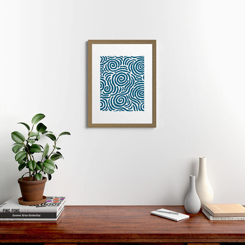 Ripple Effect Pattern Peacock Blue Framed Art Print Gallery Image 54