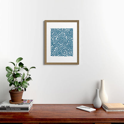 Ripple Effect Pattern Peacock Blue Framed Art Print Gallery Image 54