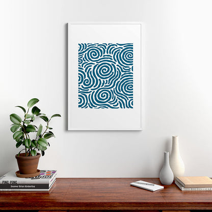 Ripple Effect Pattern Peacock Blue Framed Art Print Gallery Image 37
