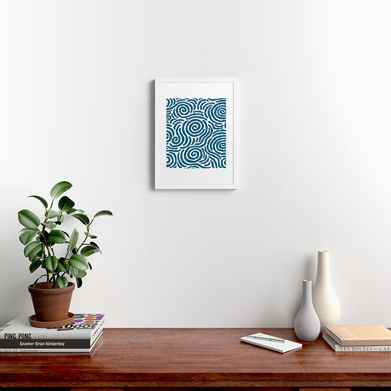 Ripple Effect Pattern Peacock Blue Framed Art Print Gallery Image 32