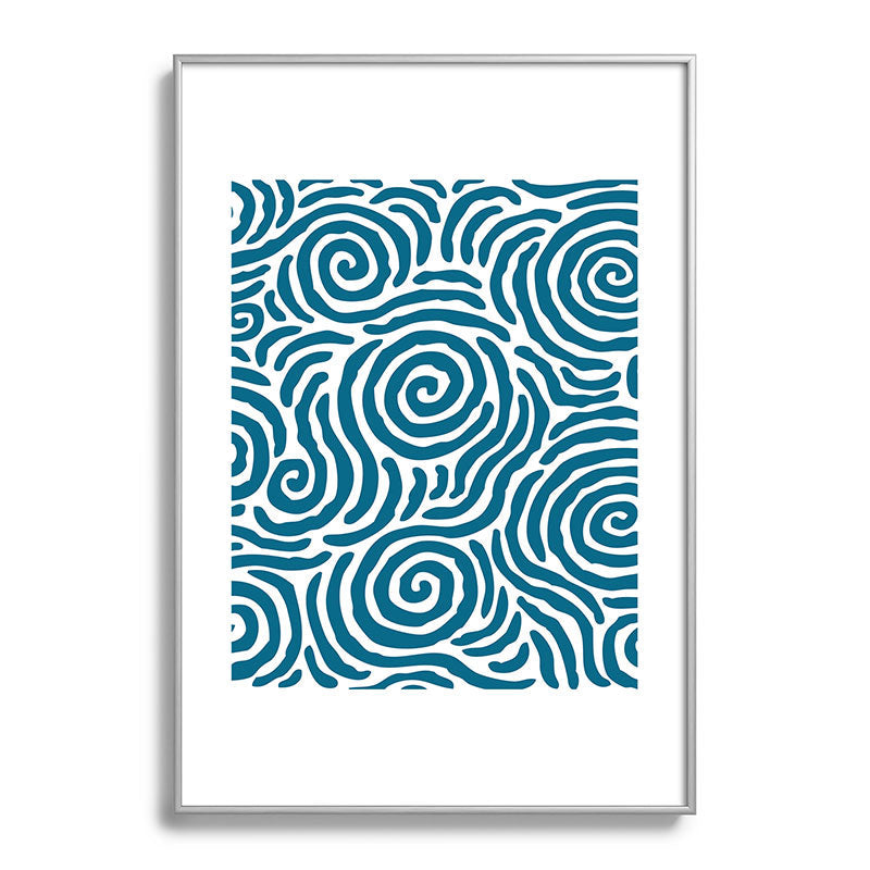 Ripple Effect Pattern Peacock Blue Framed Art Print Gallery Image 132