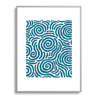 Ripple Effect Pattern Peacock Blue Framed Art Print Gallery Image 134