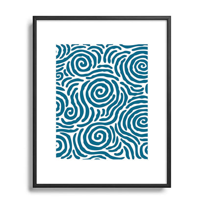 Ripple Effect Pattern Peacock Blue Framed Art Print Gallery Image 112