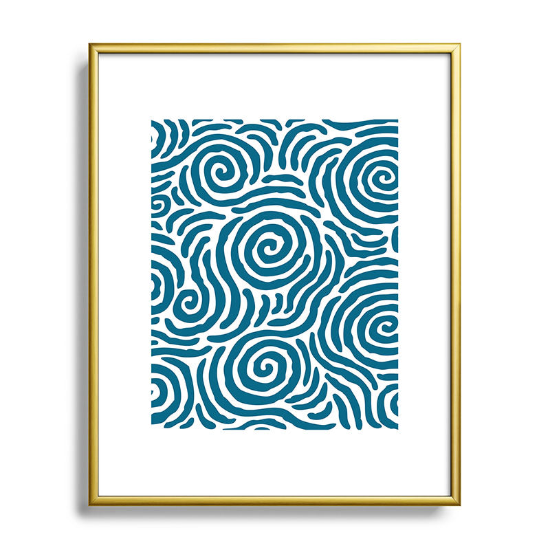 Ripple Effect Pattern Peacock Blue Framed Art Print Gallery Image 121