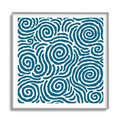 Ripple Effect Pattern Peacock Blue Framed Art Print Gallery Image 141