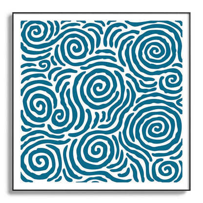 Ripple Effect Pattern Peacock Blue Framed Art Print Gallery Image 130