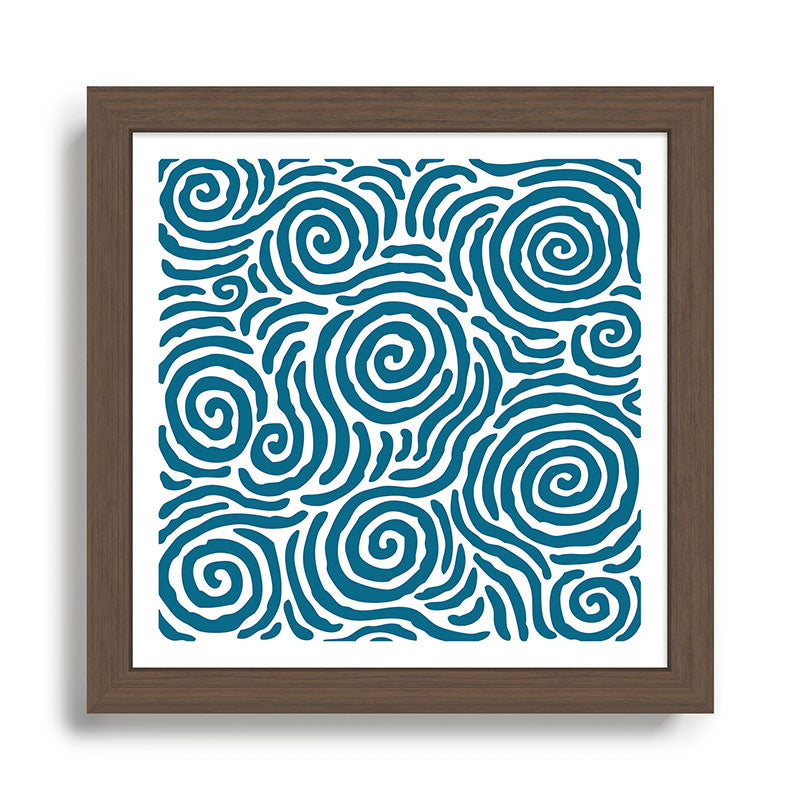 Ripple Effect Pattern Peacock Blue Framed Art Print Gallery Image 13