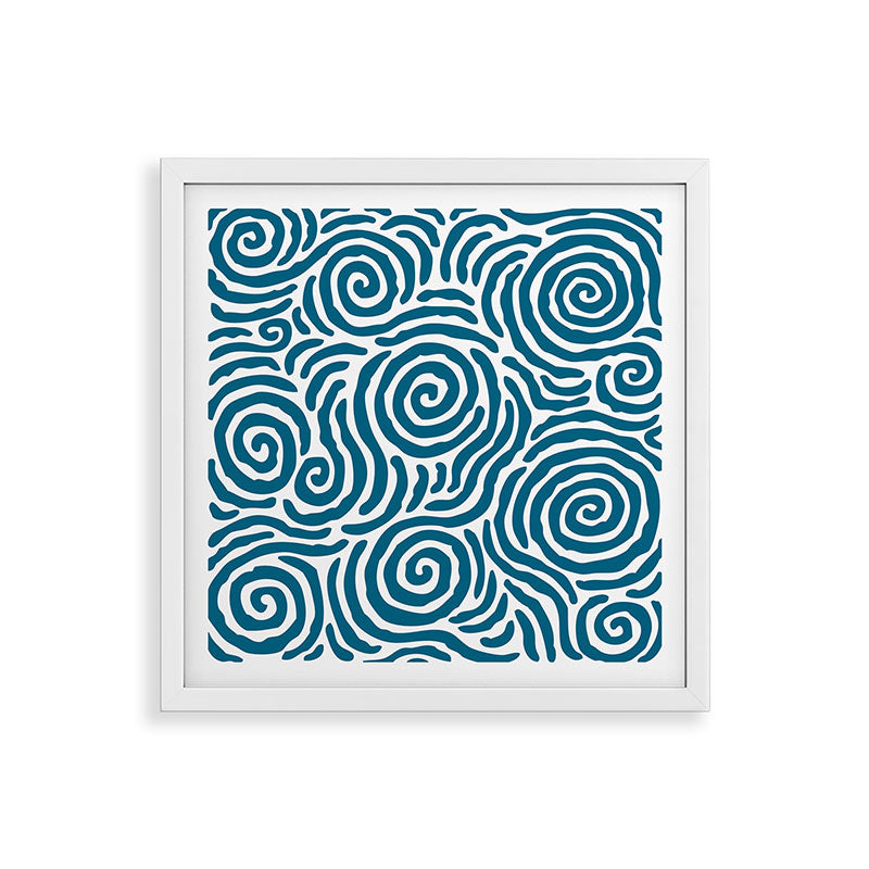 Ripple Effect Pattern Peacock Blue Framed Art Print Gallery Image 38