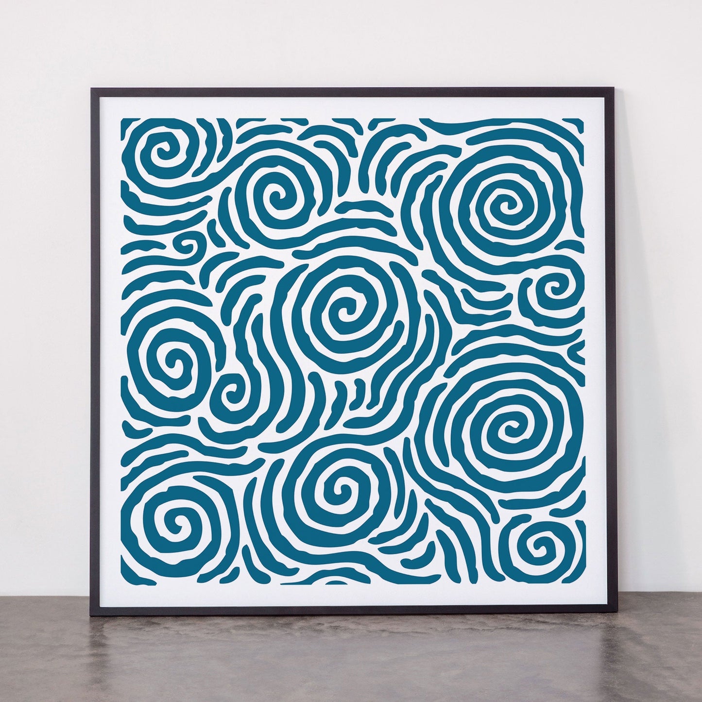 Ripple Effect Pattern Peacock Blue Framed Art Print Gallery Image 11