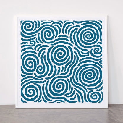 Ripple Effect Pattern Peacock Blue Framed Art Print Gallery Image 43