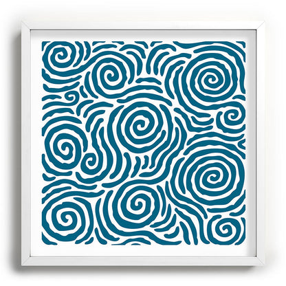 Ripple Effect Pattern Peacock Blue Framed Art Print Gallery Image 118