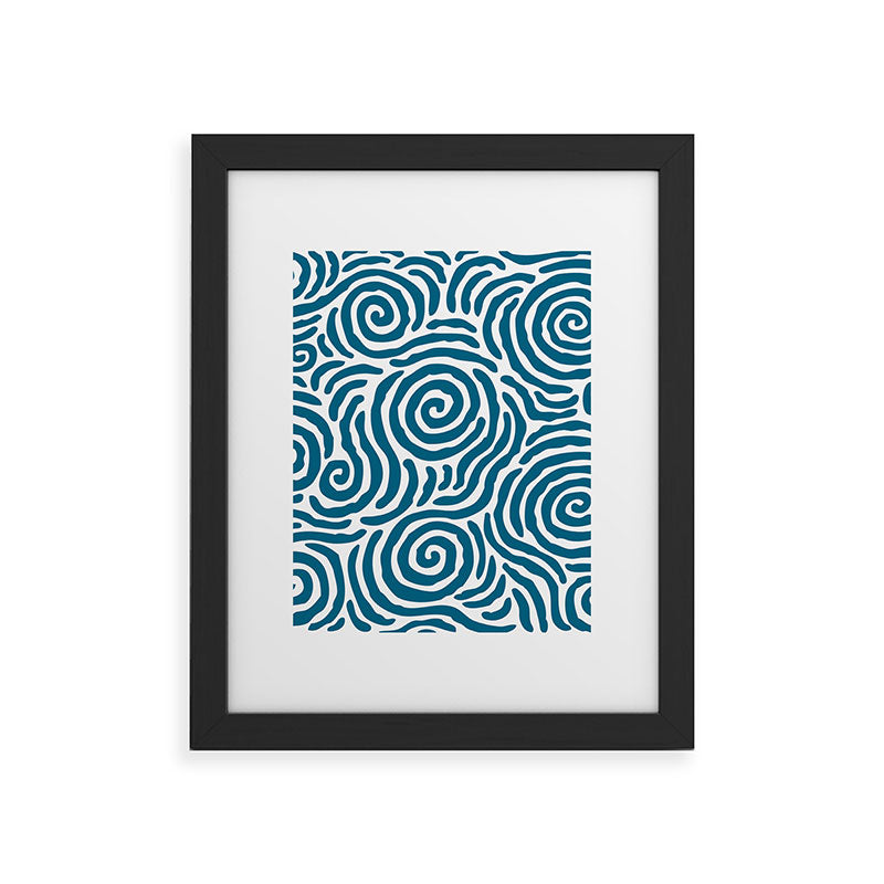 Ripple Effect Pattern Peacock Blue Framed Art Print Gallery Image 45