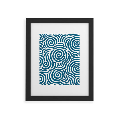 Ripple Effect Pattern Peacock Blue Framed Art Print Gallery Image 44
