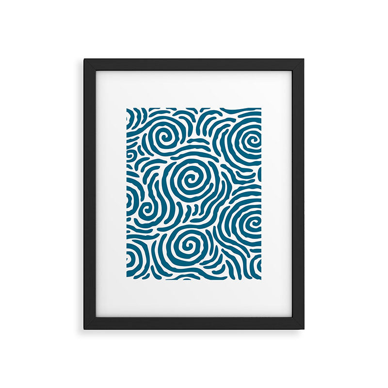 Ripple Effect Pattern Peacock Blue Framed Art Print Gallery Image 3