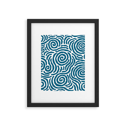 Ripple Effect Pattern Peacock Blue Framed Art Print Gallery Image 1