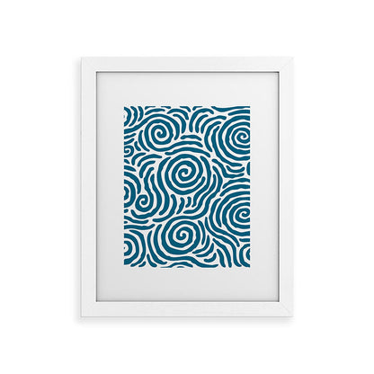 Ripple Effect Pattern Peacock Blue Framed Art Print Gallery Image 74