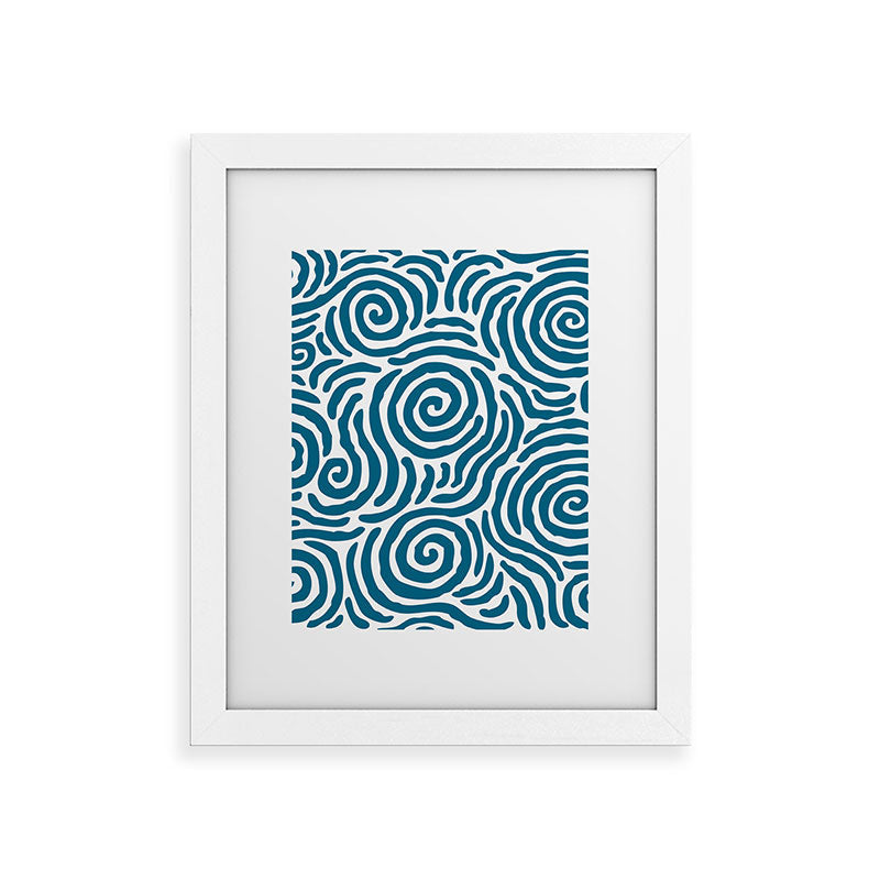 Ripple Effect Pattern Peacock Blue Framed Art Print Gallery Image 73