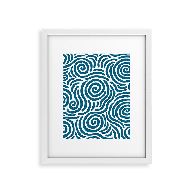 Ripple Effect Pattern Peacock Blue Framed Art Print Gallery Image 36