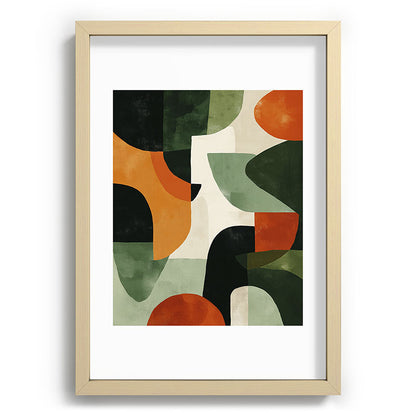 Earthy Mid-Century Abstract Composition in Olive, Rust, and Charcoal Tones Framed Art Print Gallery Image 71
