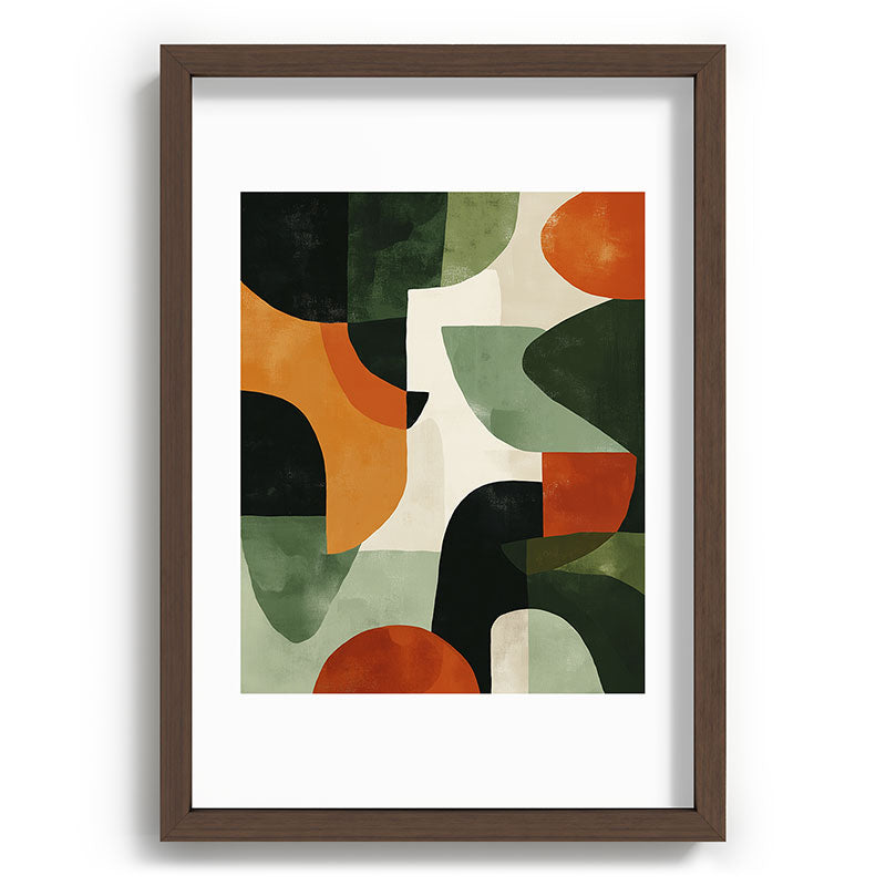 Earthy Mid-Century Abstract Composition in Olive, Rust, and Charcoal Tones Framed Art Print Gallery Image 65