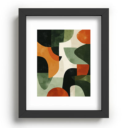 Earthy Mid-Century Abstract Composition in Olive, Rust, and Charcoal Tones Framed Art Print Gallery Image 58