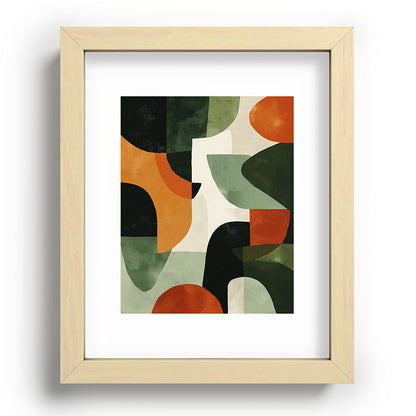 Earthy Mid-Century Abstract Composition in Olive, Rust, and Charcoal Tones Framed Art Print Gallery Image 70