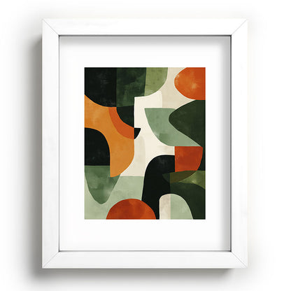 Earthy Mid-Century Abstract Composition in Olive, Rust, and Charcoal Tones Framed Art Print Gallery Image 75