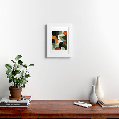 Earthy Mid-Century Abstract Composition in Olive, Rust, and Charcoal Tones Framed Art Print Gallery Image 52