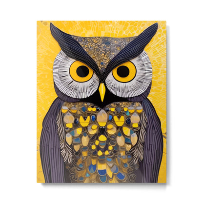 Klimt Owl with Yellow Eyes Metal Print Gallery Image 4