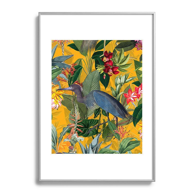 Vintage & Shabby Chic - Sunny Tropical Garden Blue Heron Framed Art Print Gallery Image 132