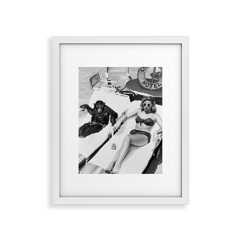 Lady and Chimp Sunbathing, Black and White, Vintage Art Framed Art Print Gallery Image 23
