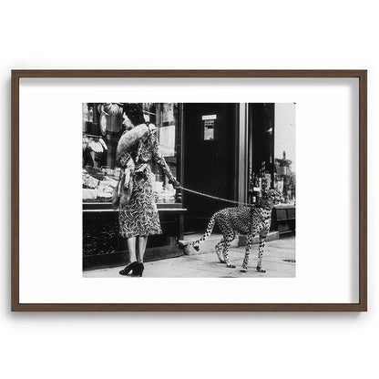 Leopard on a Leash, Black and White Vintage Art Framed Art Print Gallery Image 68