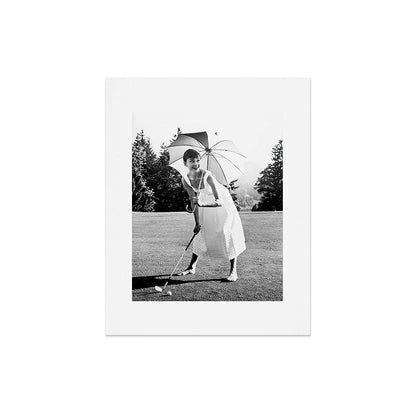 Audrey Hepburn Playing Golf, Black and White Vintage Art Art Print Gallery Image 5