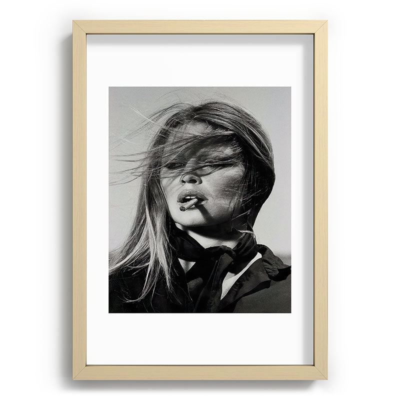 Brigitte Bardot Smoking a Cigarette, Black and White Photograph Framed Art Print Gallery Image 71