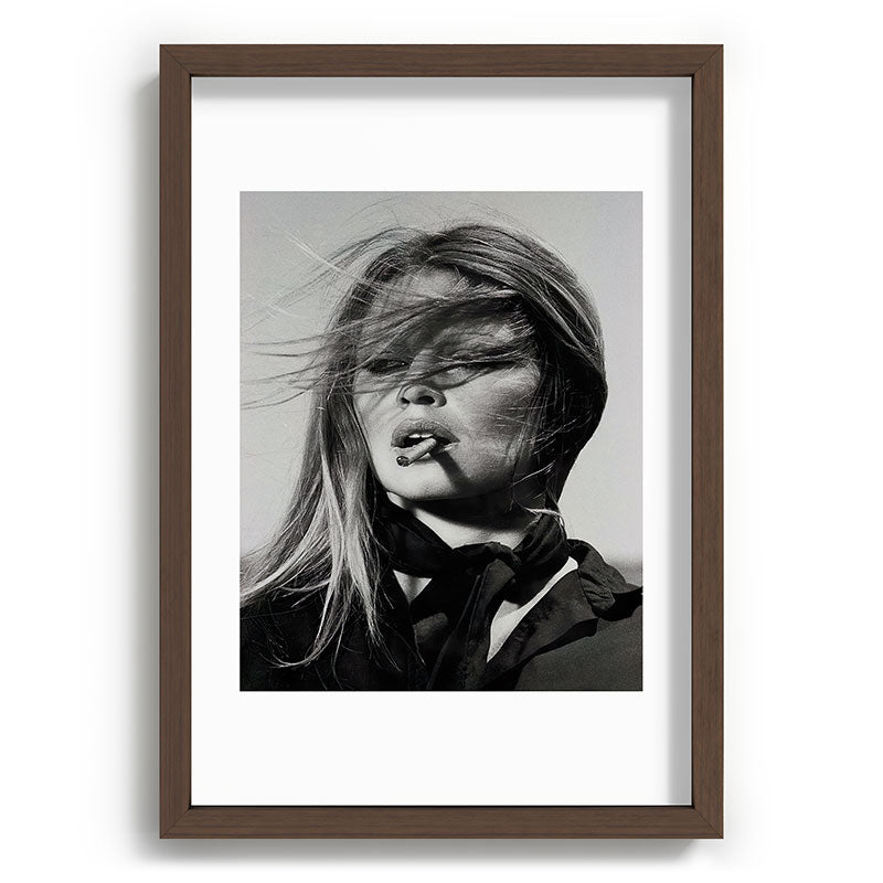 Brigitte Bardot Smoking a Cigarette, Black and White Photograph Framed Art Print Gallery Image 65