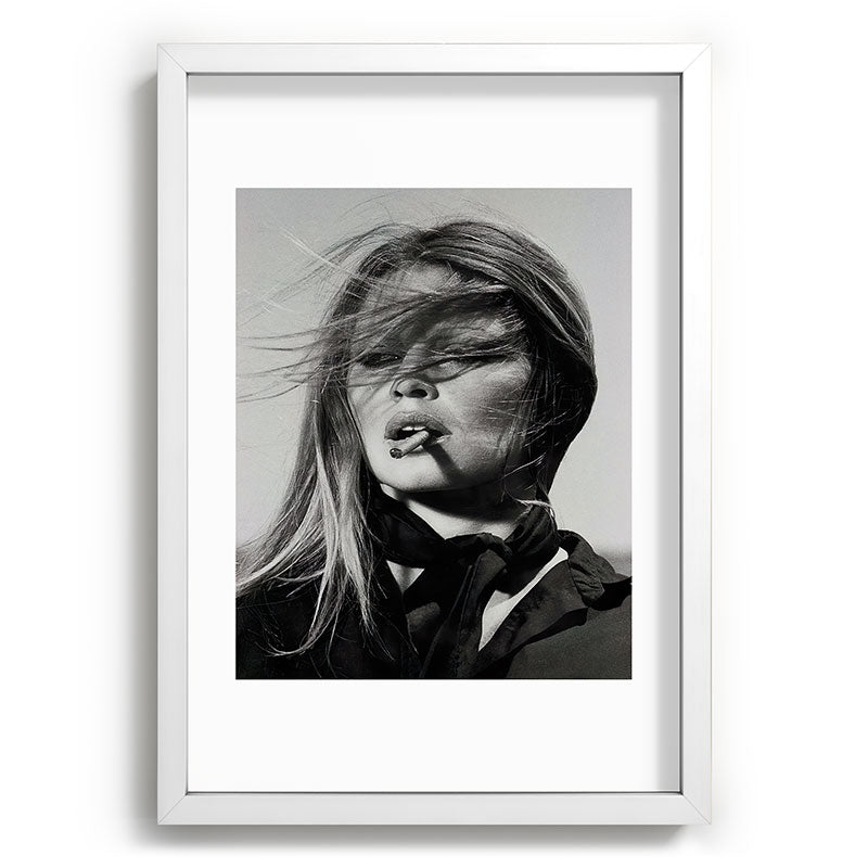 Brigitte Bardot Smoking a Cigarette, Black and White Photograph Framed Art Print Gallery Image 77